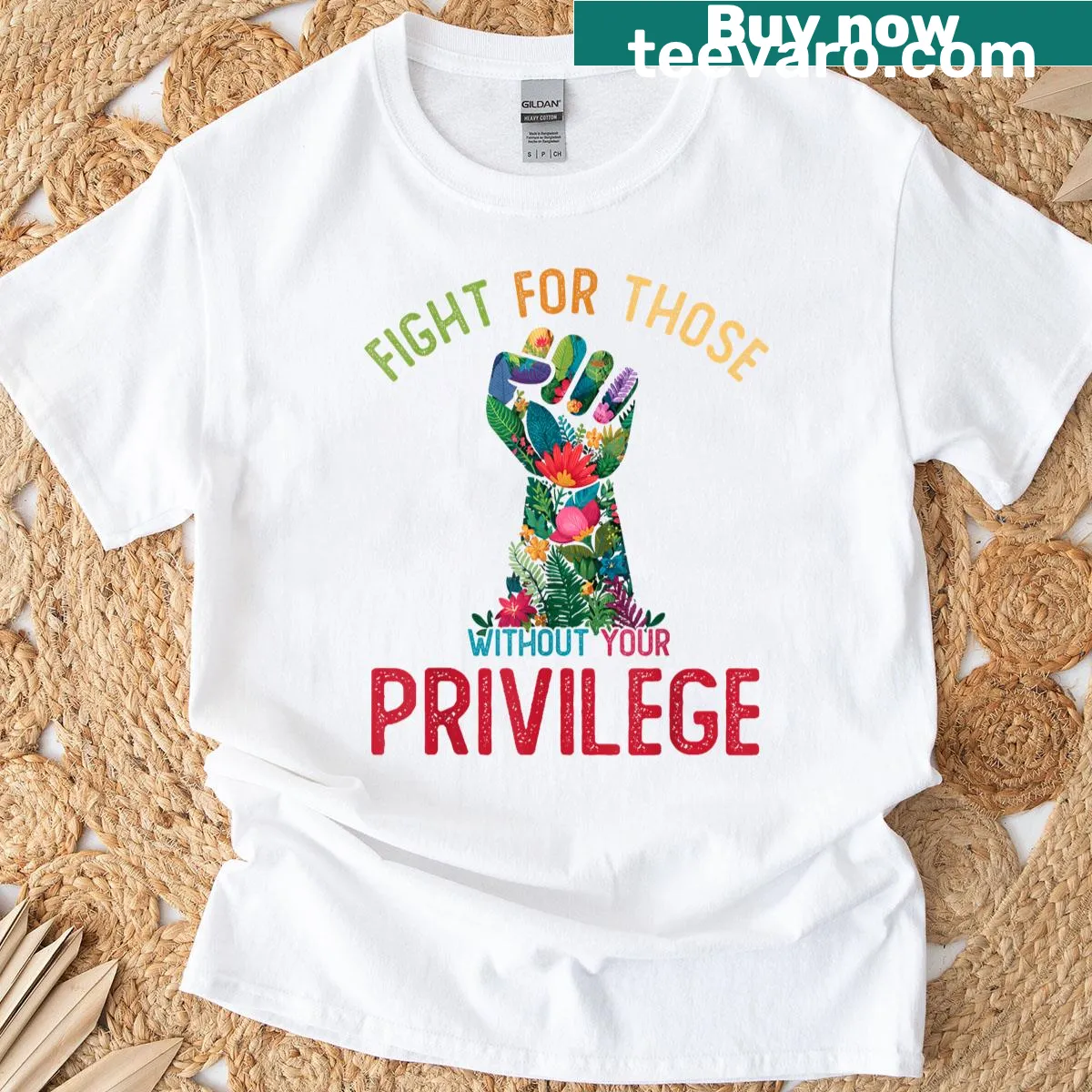 Civil rights T-shirt with 'Fight For Those Without Privilege' text — on a men's t-shirt