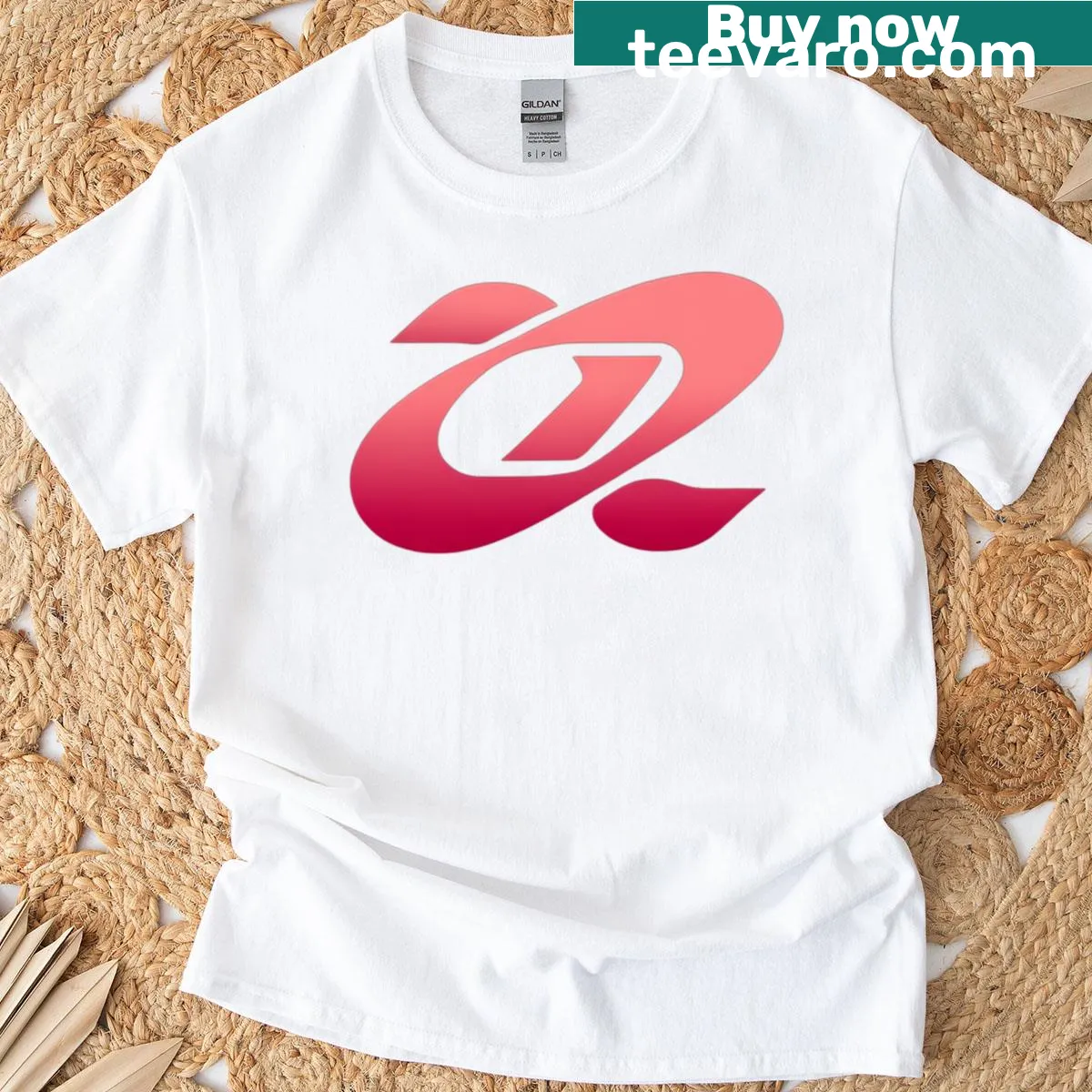 Oversized T-shirt with Flying Sunset 77 logo design — on a men's t-shirt