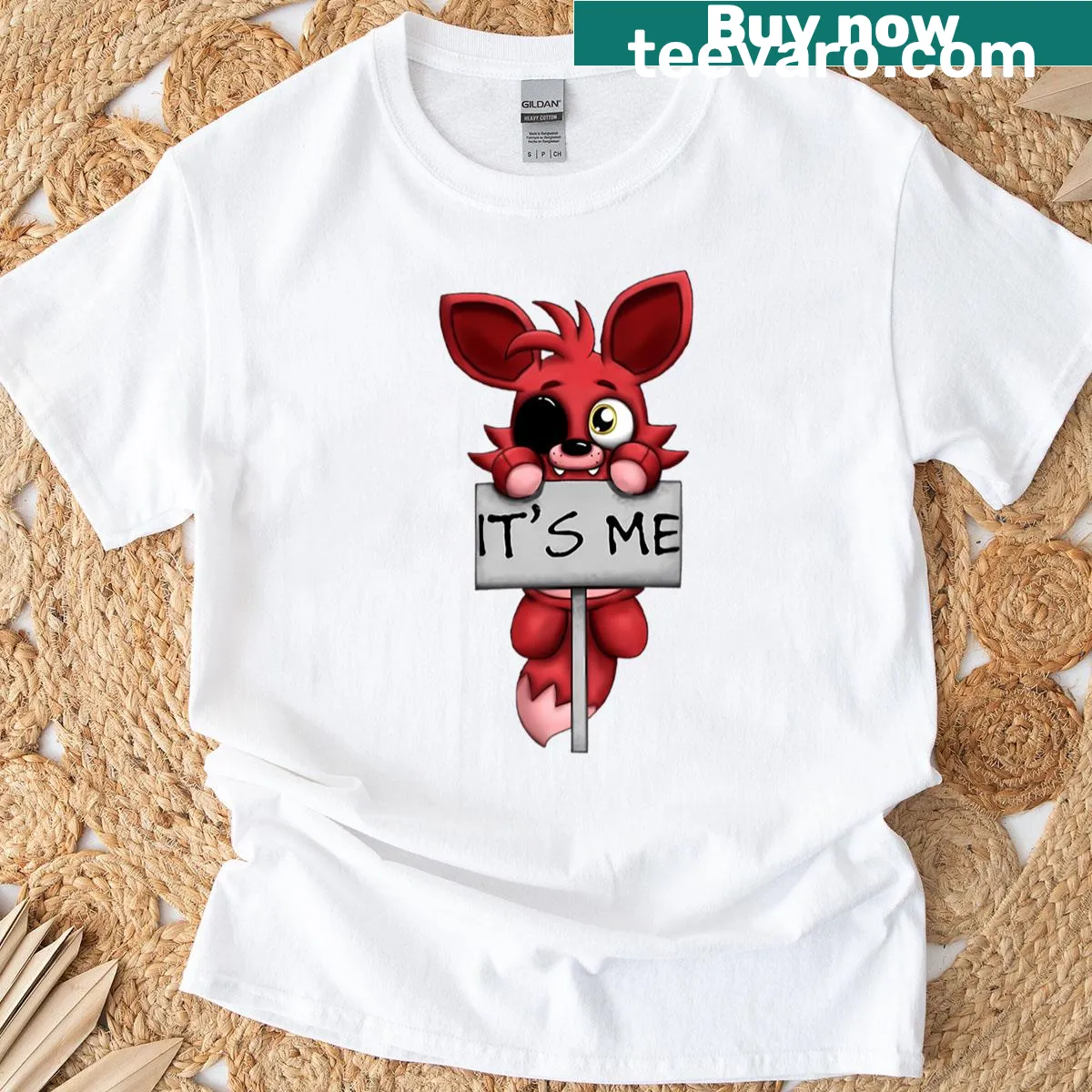 Illustration of Foxy from Five Nights at Freddy's on a t-shirt — on a men's t-shirt