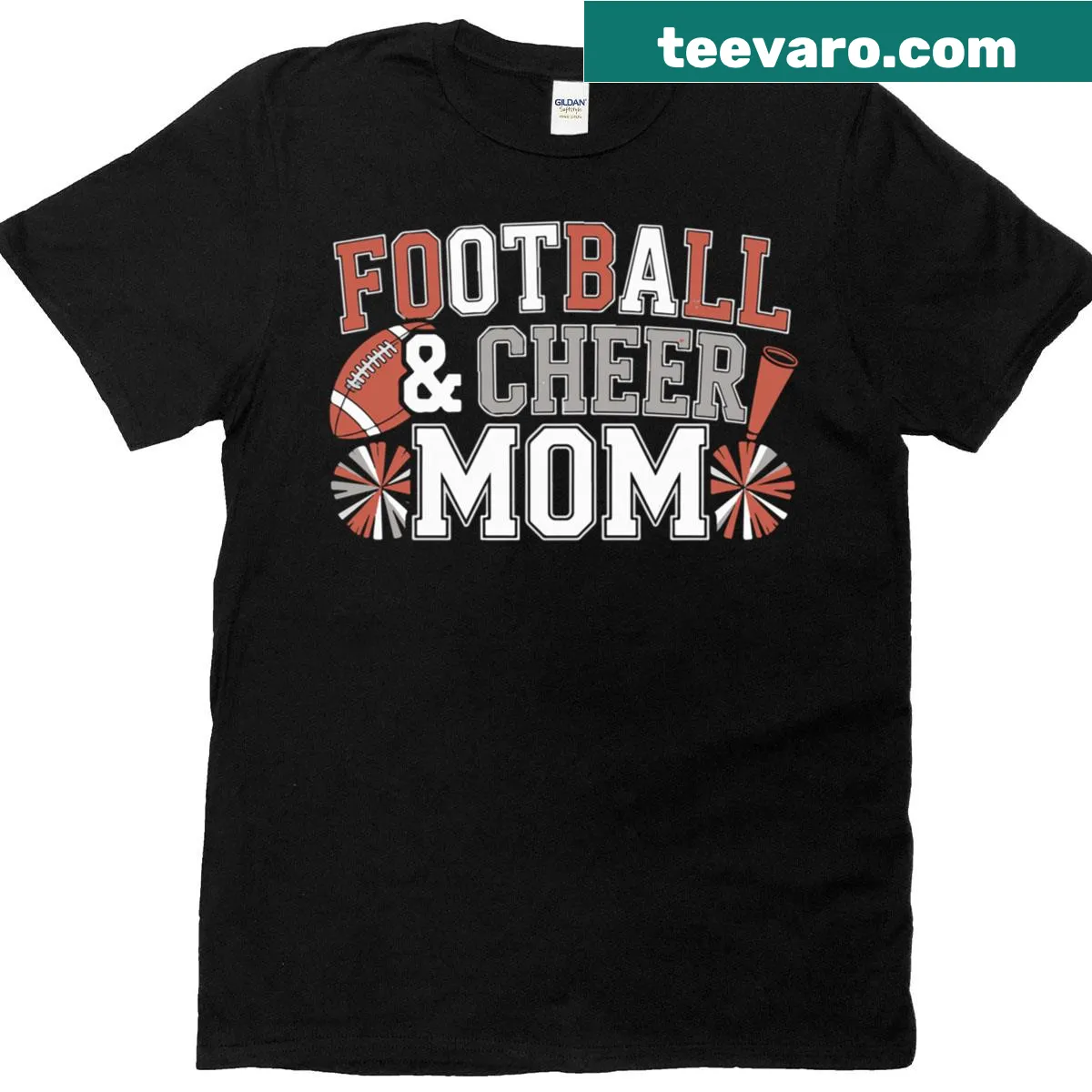 Vintage Football Cheer Mom T-shirt with cheerleading motifs — on a men's t-shirt