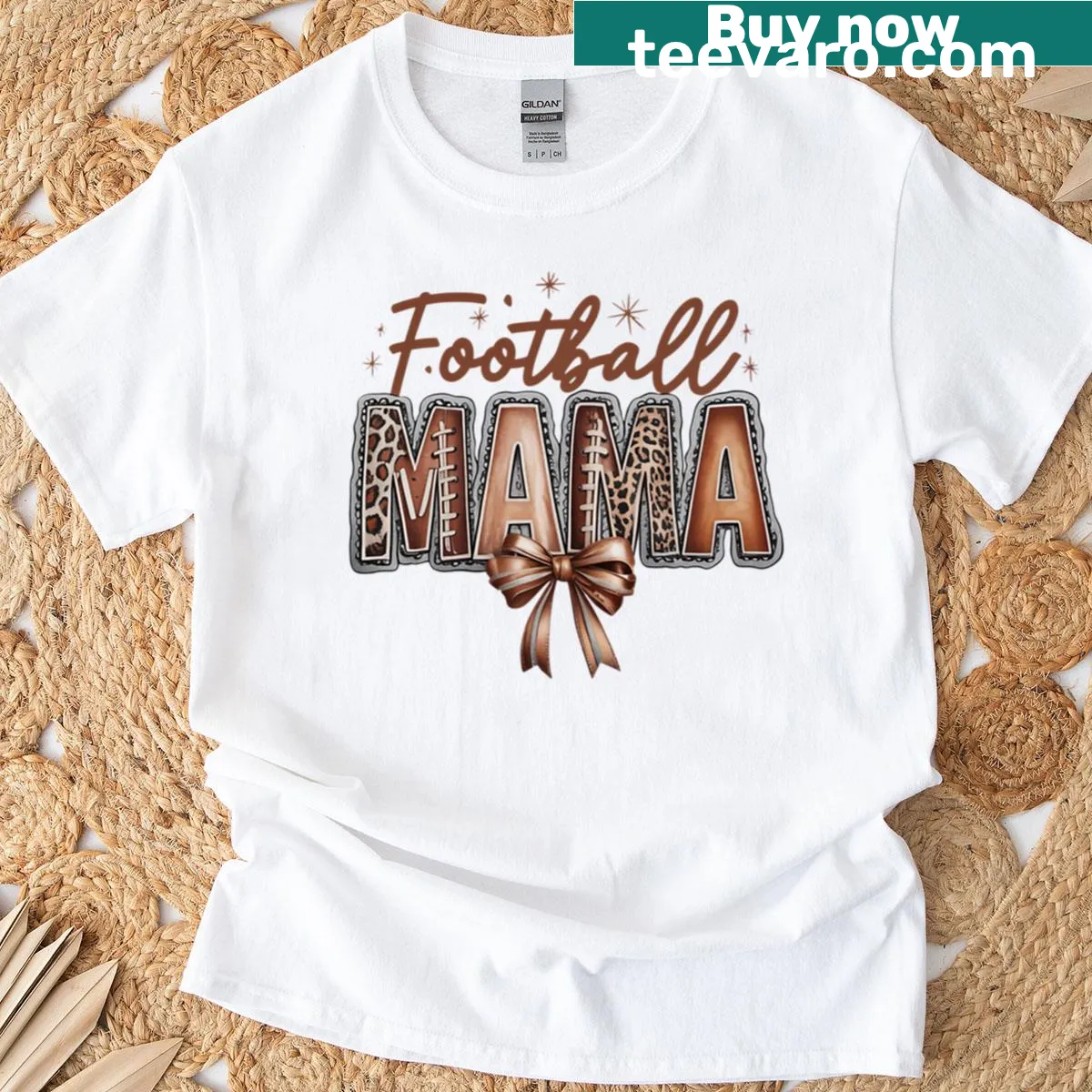 Cute T-shirt featuring a bow and Football Mama 2027 design — on a men's t-shirt