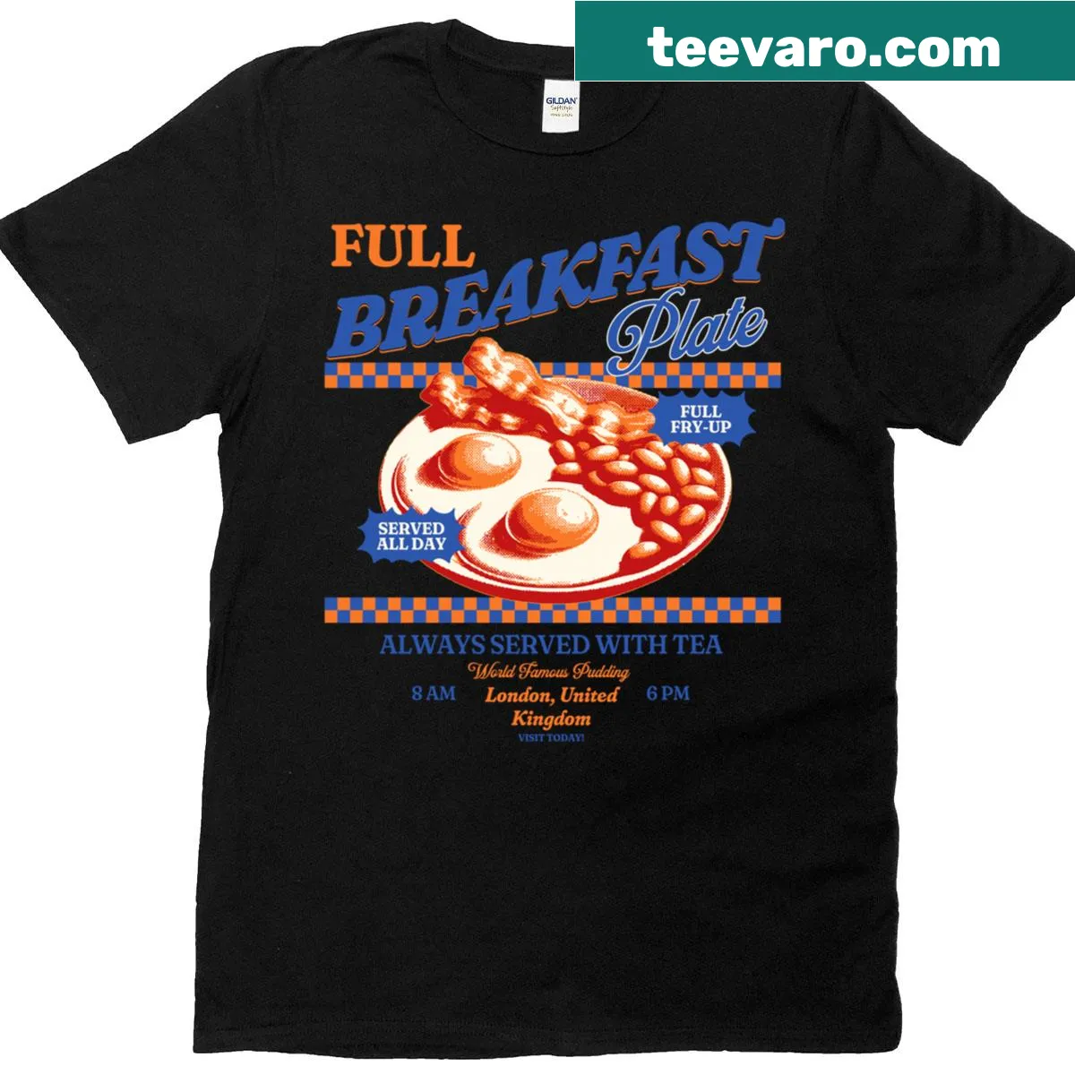 Illustrative design of a Full English Breakfast on T-shirt — on a men's t-shirt