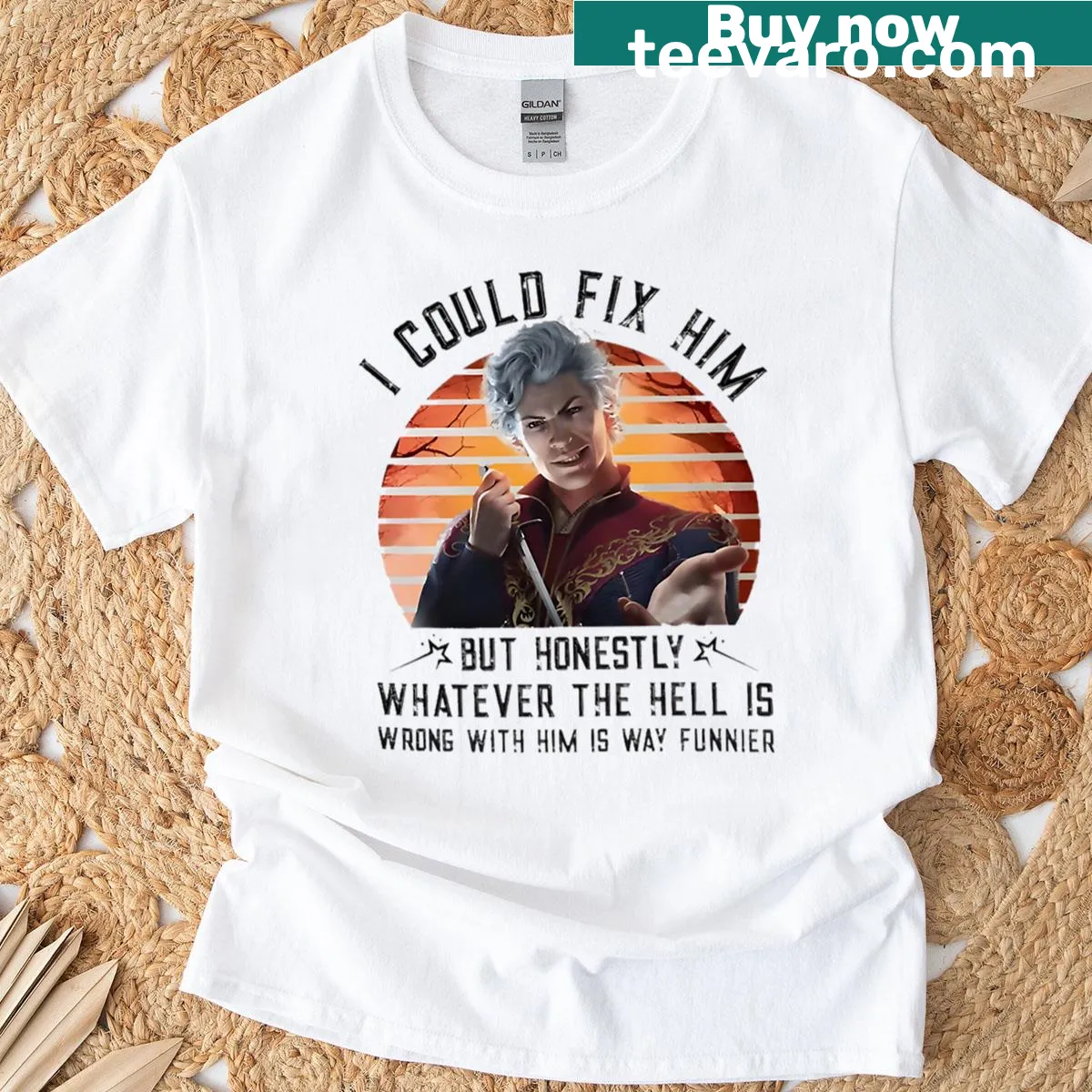 Retro T-shirt featuring funny 90s game character design — on a men's t-shirt