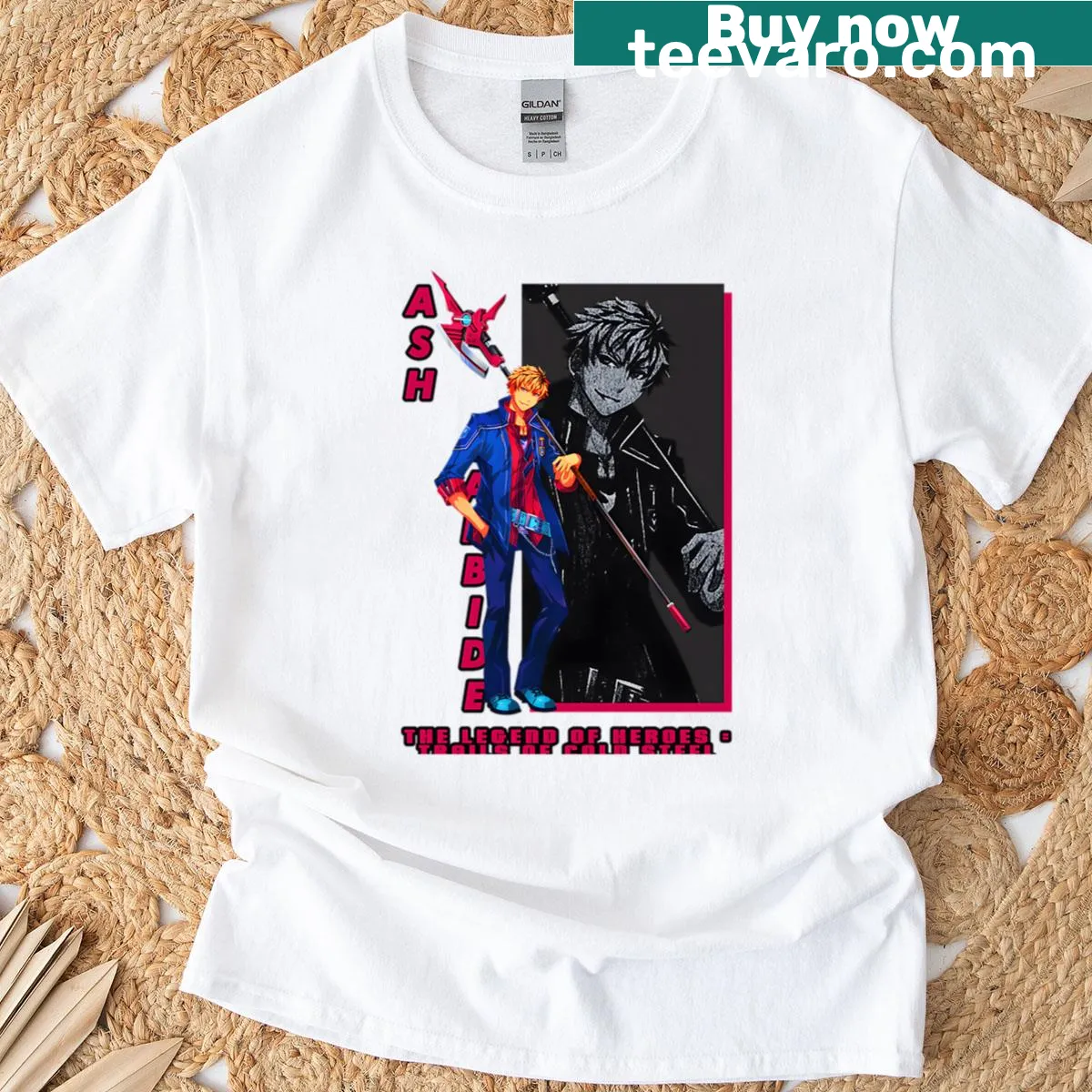 Vintage-style t-shirt with funny action manga design — on a men's t-shirt