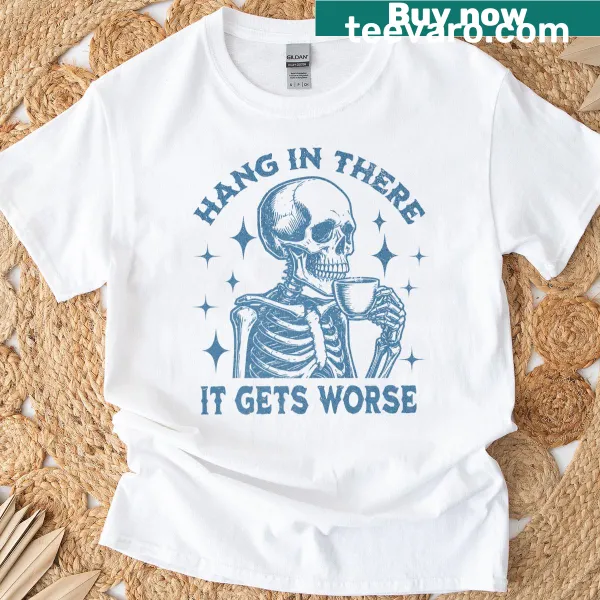 Dark humor skeleton graphic T-shirt with humorous saying