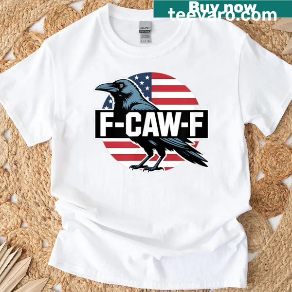 Patriotic crow T-shirt featuring United States flag and humorous design