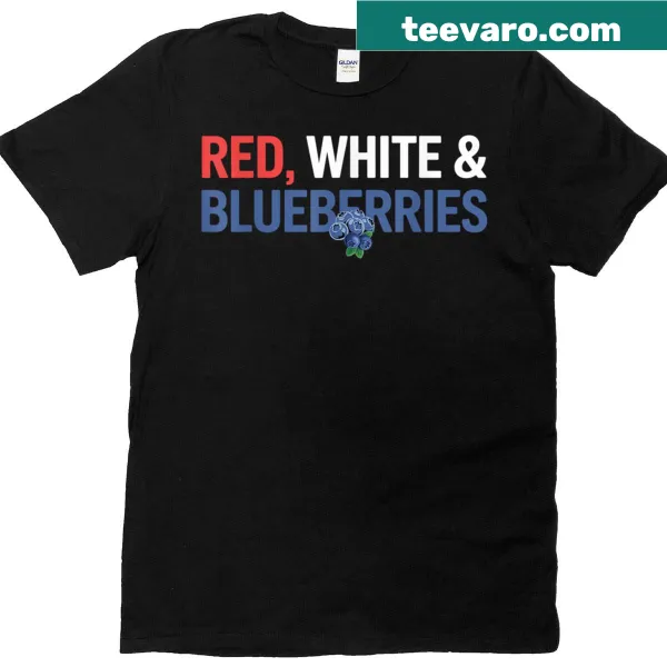 Vintage-style T-shirt with humorous blueberry graphic and patriotic text