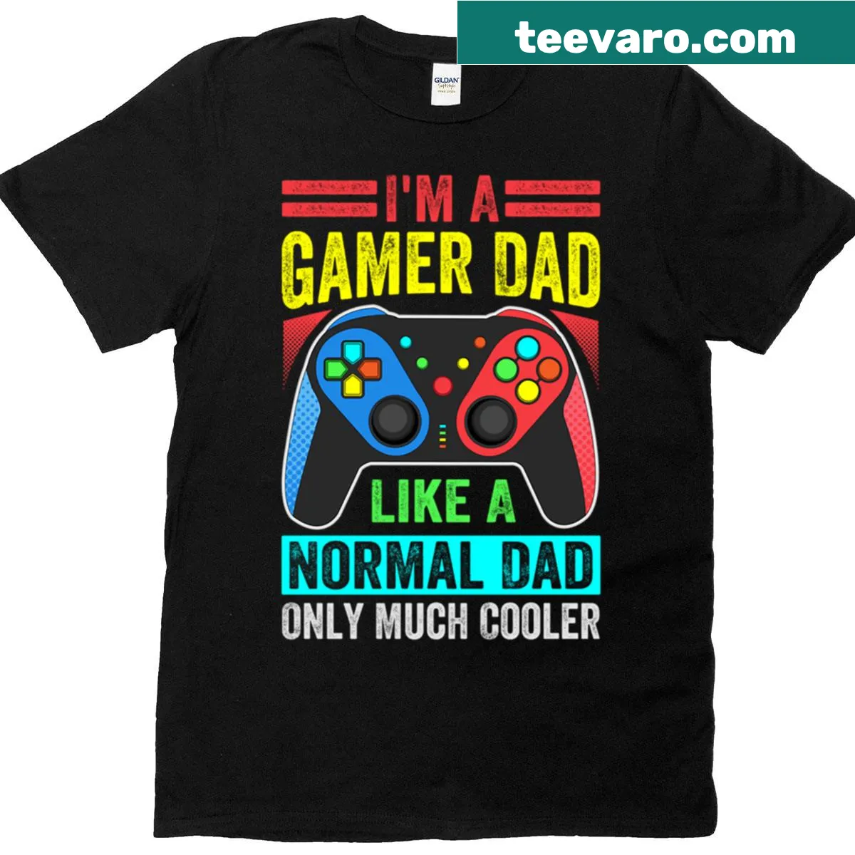 Typography design for Gamer Dads balancing parenting and gaming — on a men's t-shirt