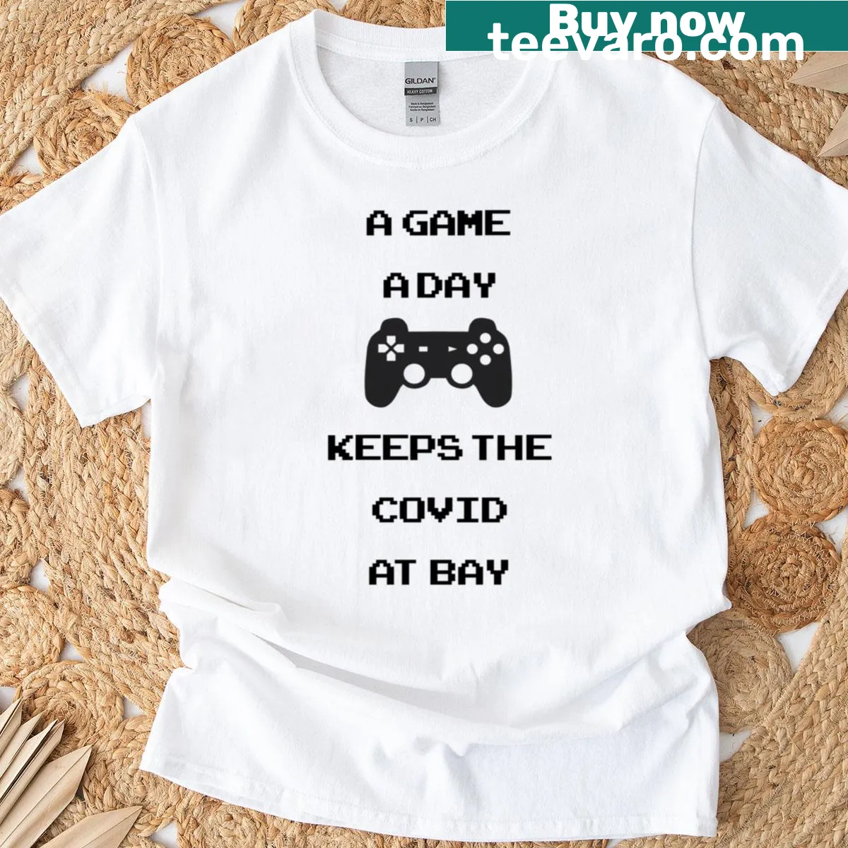 Humorous gamer nutrition facts t-shirt promoting gaming for wellness — on a men's t-shirt