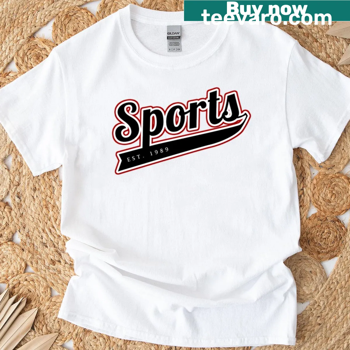 Minimalist generic sports T-shirt design — on a men's t-shirt