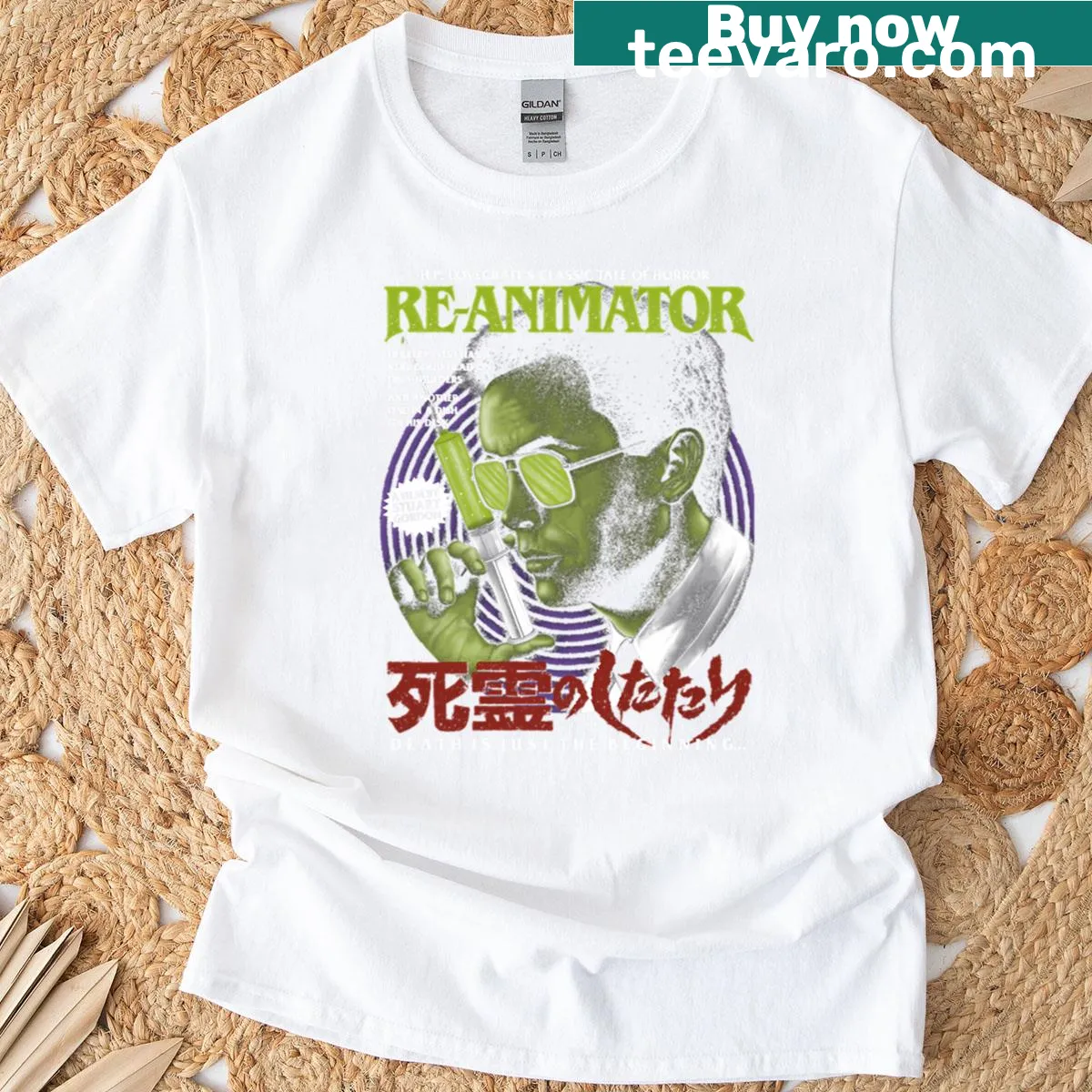 Vintage-style T-shirt featuring classic horror movie graphics — on a men's t-shirt