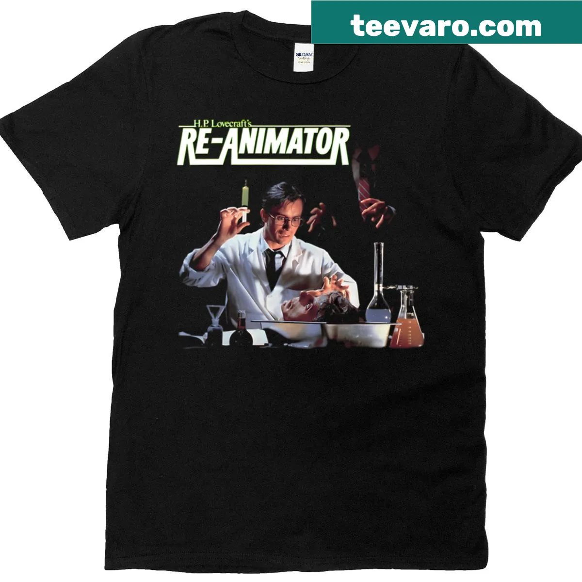 Vintage horror-themed t-shirt featuring a playful ghost design — on a men's t-shirt