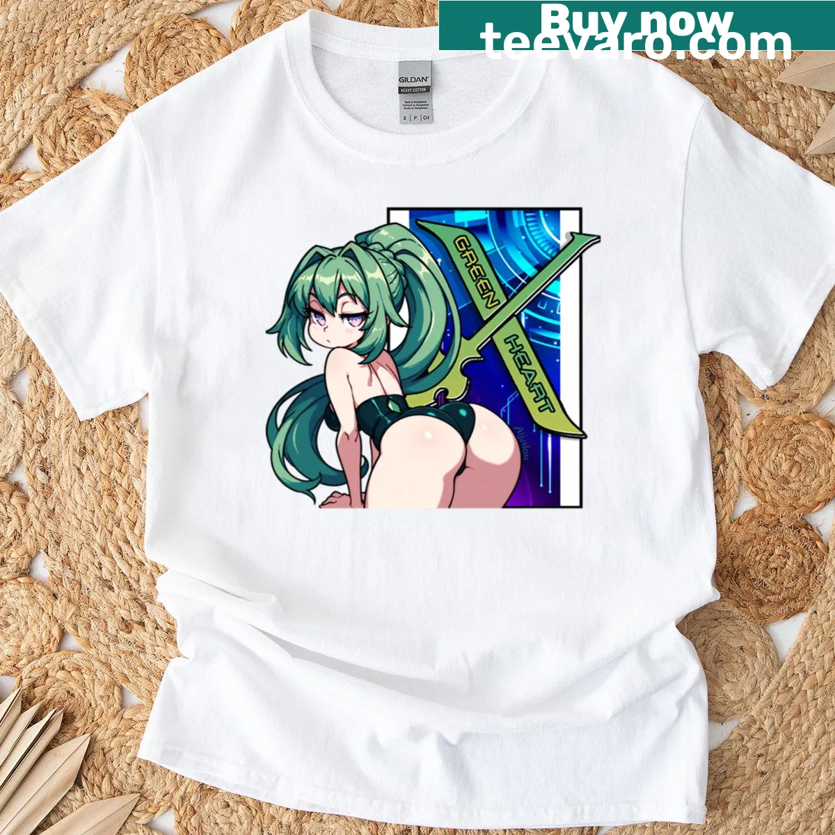 Vintage pinup design with a heart motif on a T-shirt — on a men's t-shirt