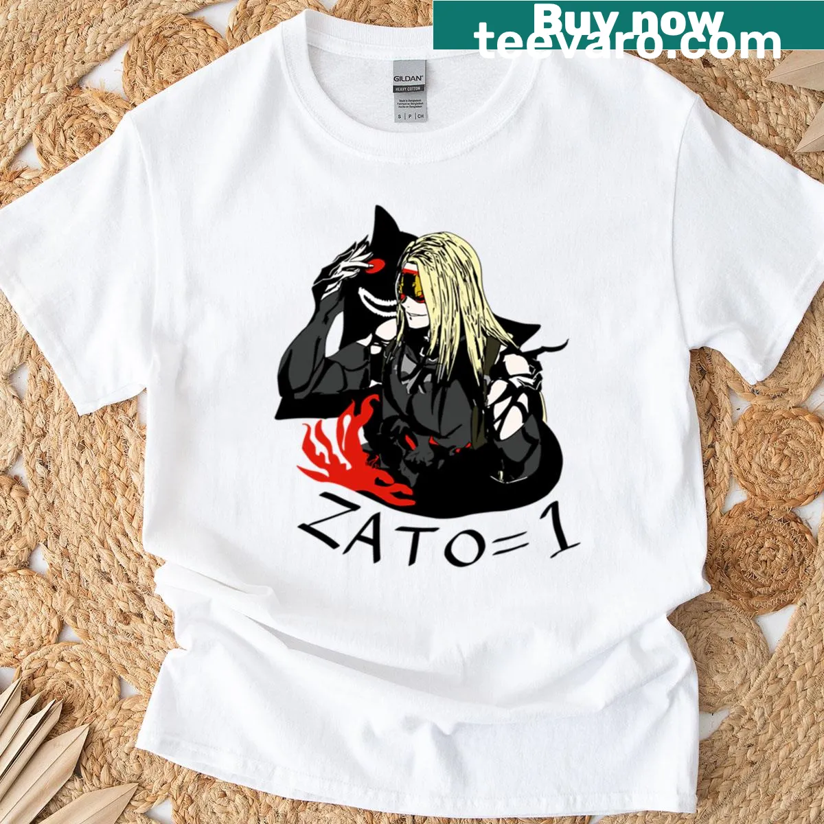 Illustration of Guilty Gear characters in action on a t-shirt — on a men's t-shirt
