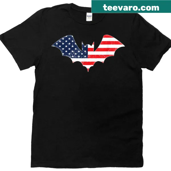 American flag bat graphic T-shirt celebrating July 4th