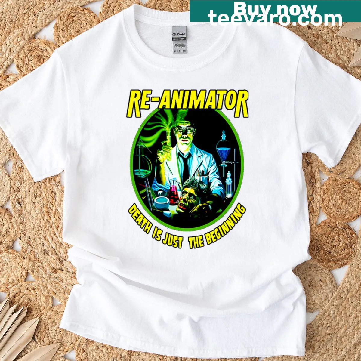Vintage-style t-shirt featuring playful ghosts and monsters for Halloween — on a men's t-shirt