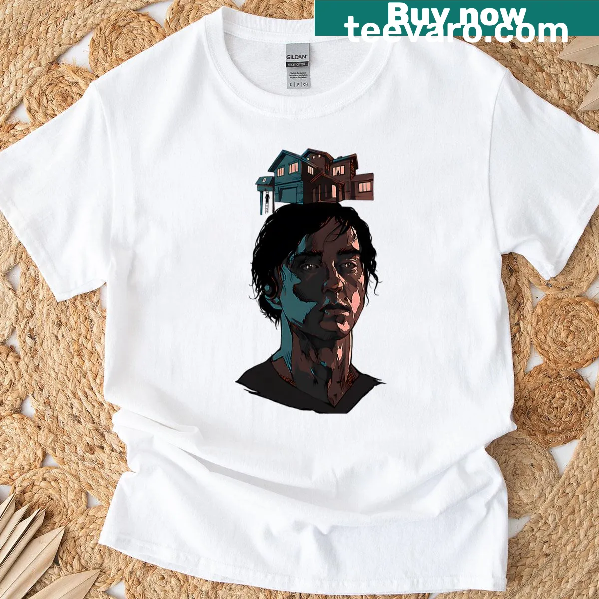 Vintage Halloween logo shirt celebrating 90s horror films — on a men's t-shirt