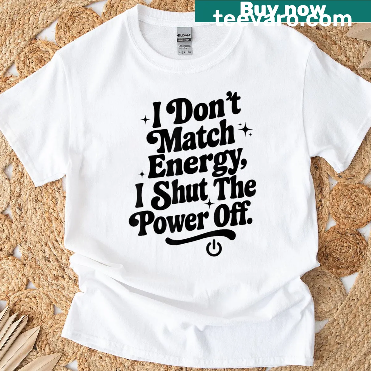 Funny sarcastic t-shirt with I Don't Match Energy slogan — on a men's t-shirt