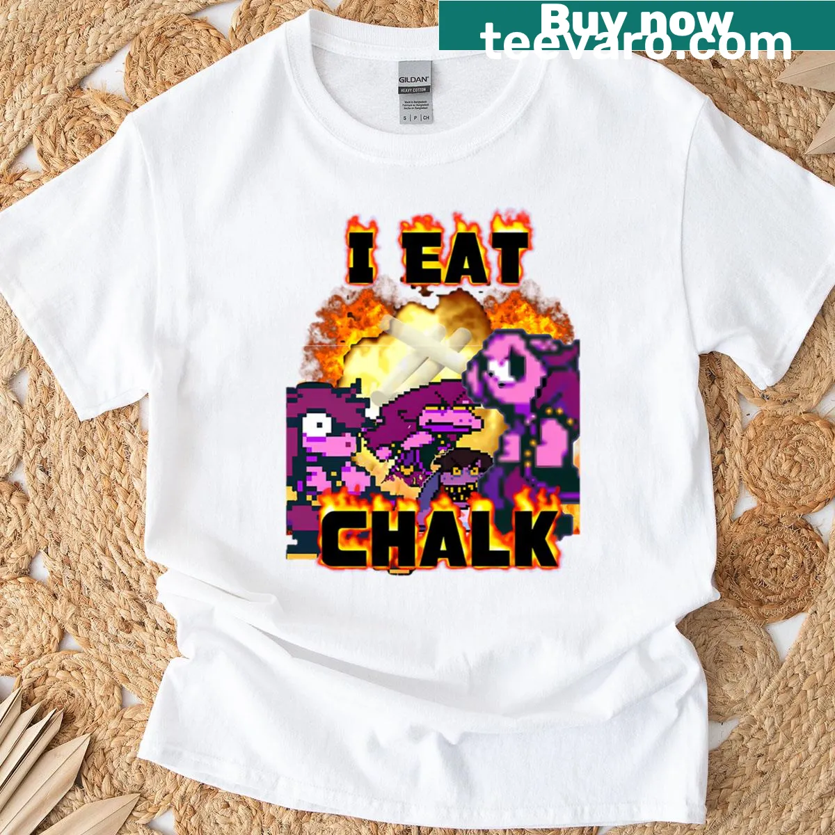 Humorous Susie Deltarune t-shirt with the phrase I Eat Chalk — on a men's t-shirt