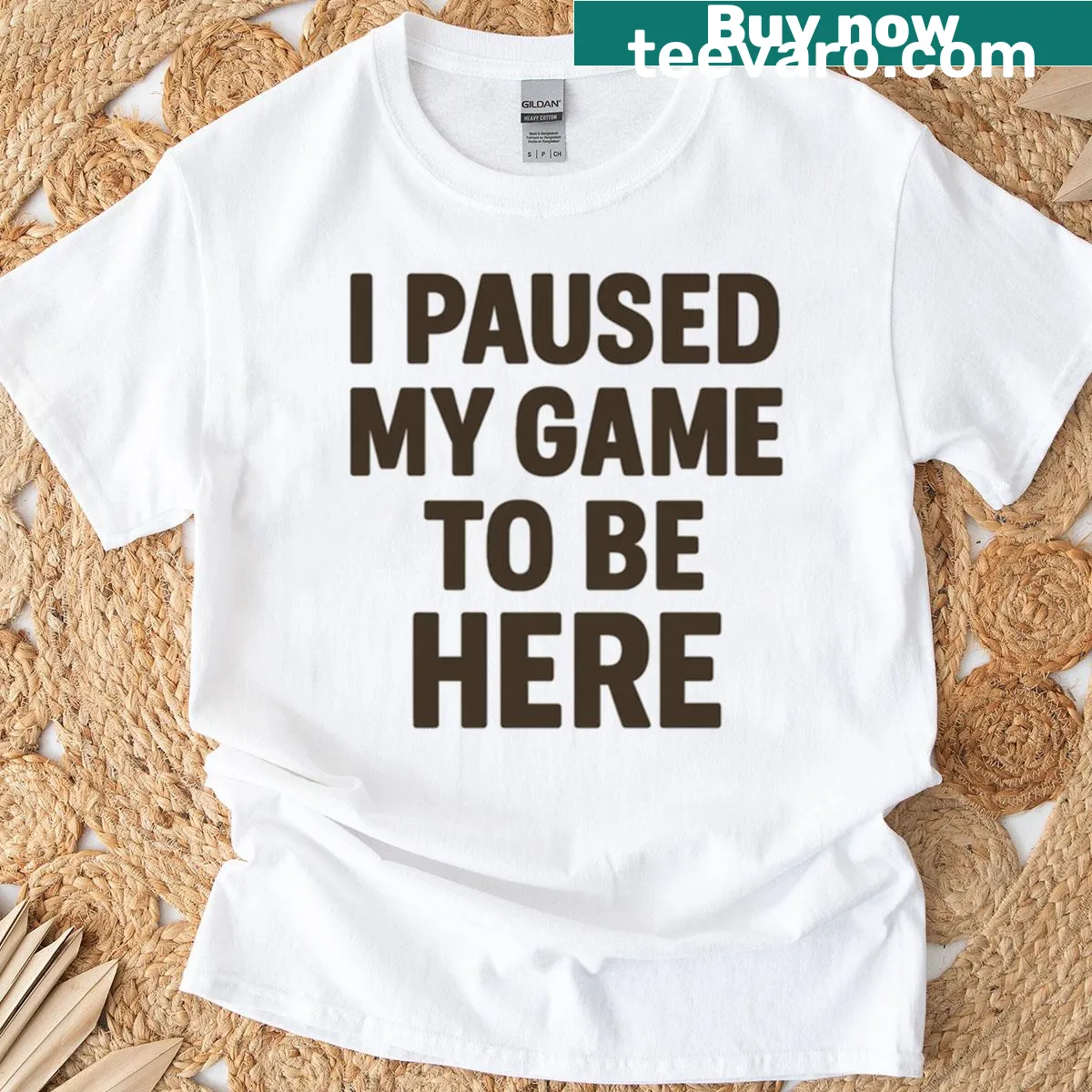 Funny gamer t-shirt with the phrase I Paused My Game To Be Here — on a men's t-shirt