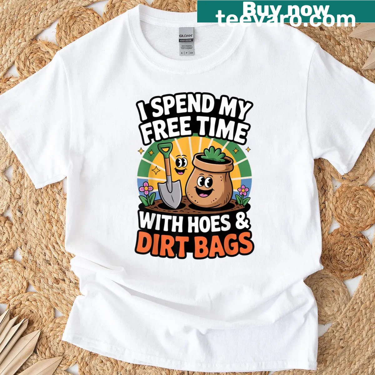 Funny gardening t-shirt with humorous text — on a men's t-shirt