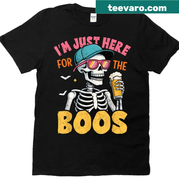 Halloween t-shirt featuring skeleton graphic and funny text