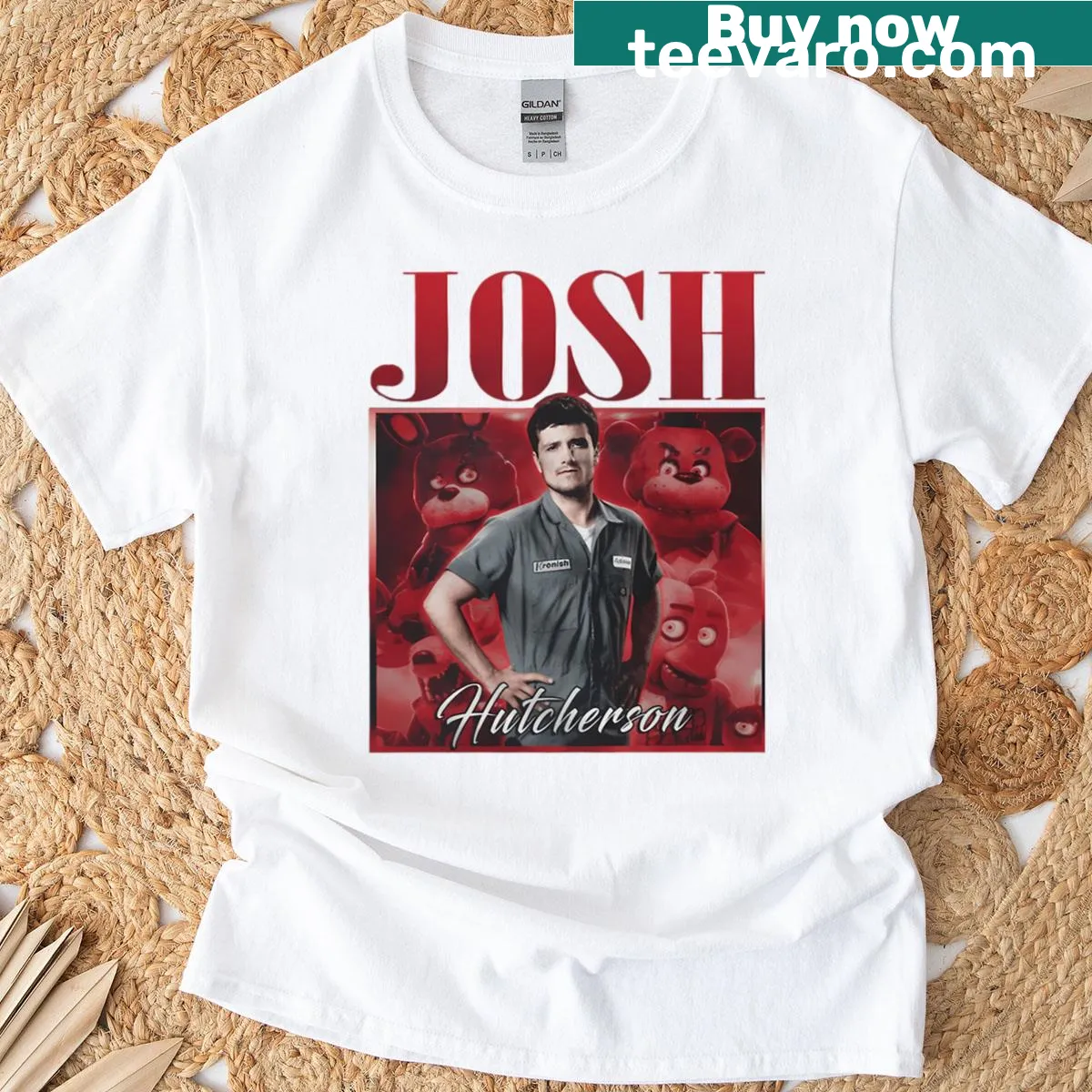 FNAF themed T-shirt featuring Josh Hutcherson — on a men's t-shirt