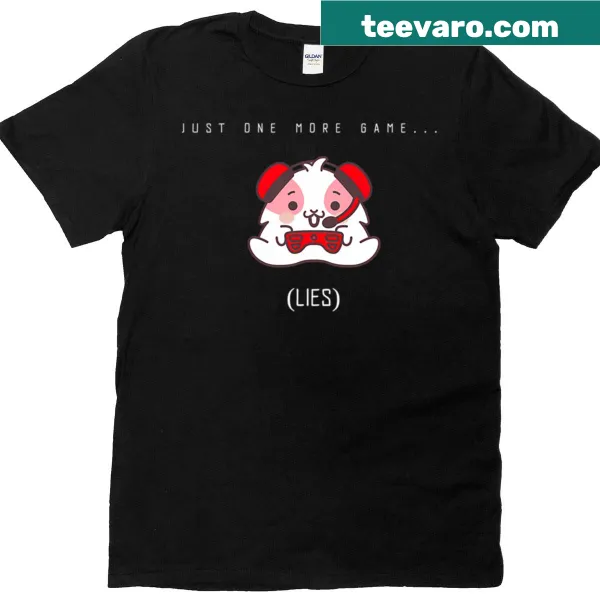 Funny gamer t-shirt stating just one more game lies