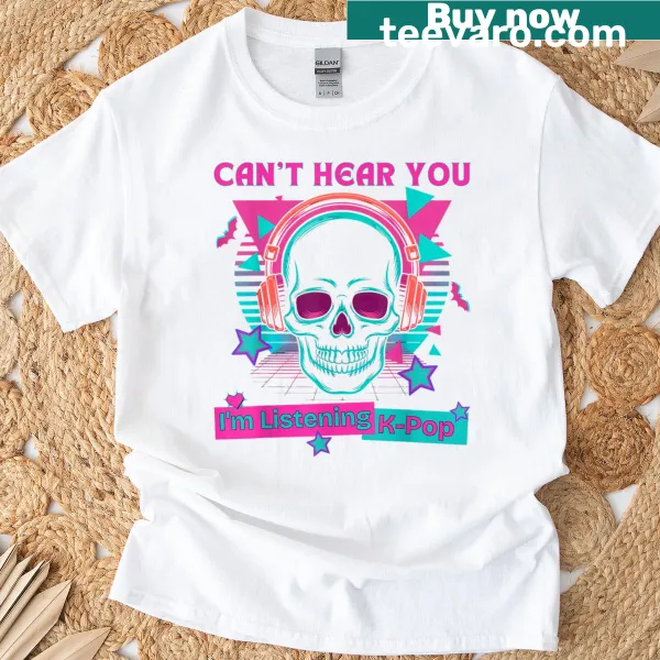 Halloween-themed t-shirt featuring K-pop skull graphic and text