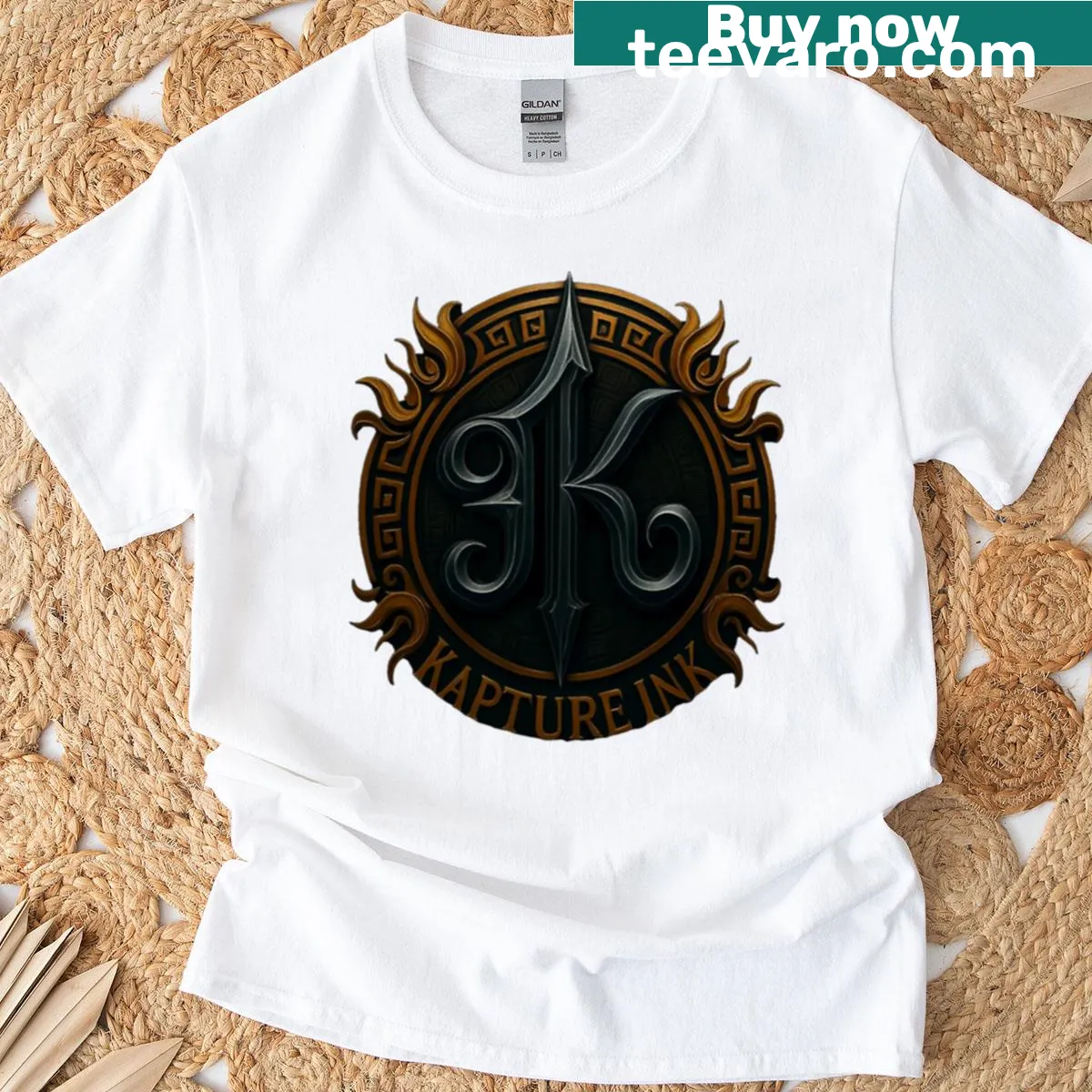 Kapture Ink t-shirt with bold typographic design — on a men's t-shirt