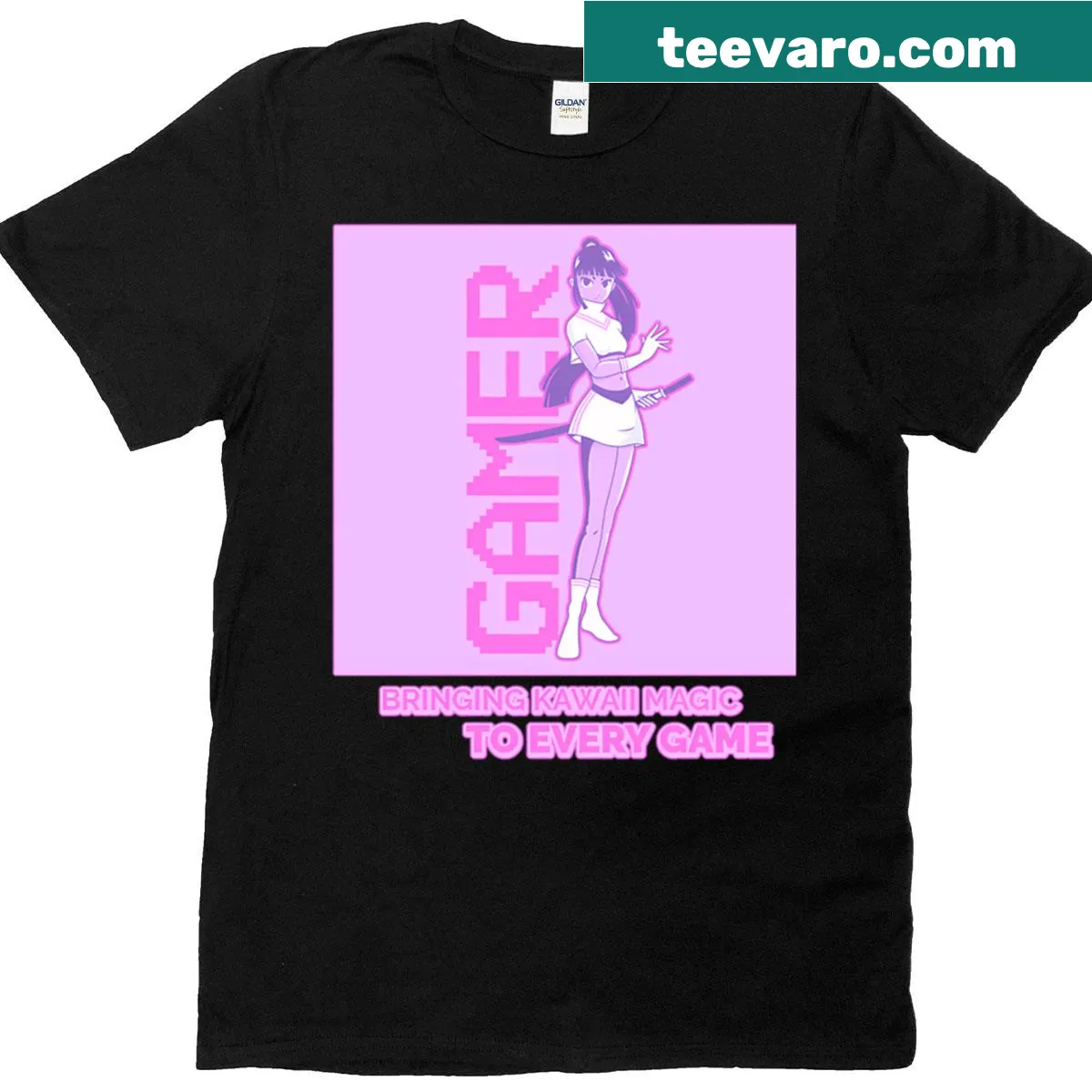 Cute Kawaii Magic themed T-shirt featuring playful gaming graphics — on a men's t-shirt