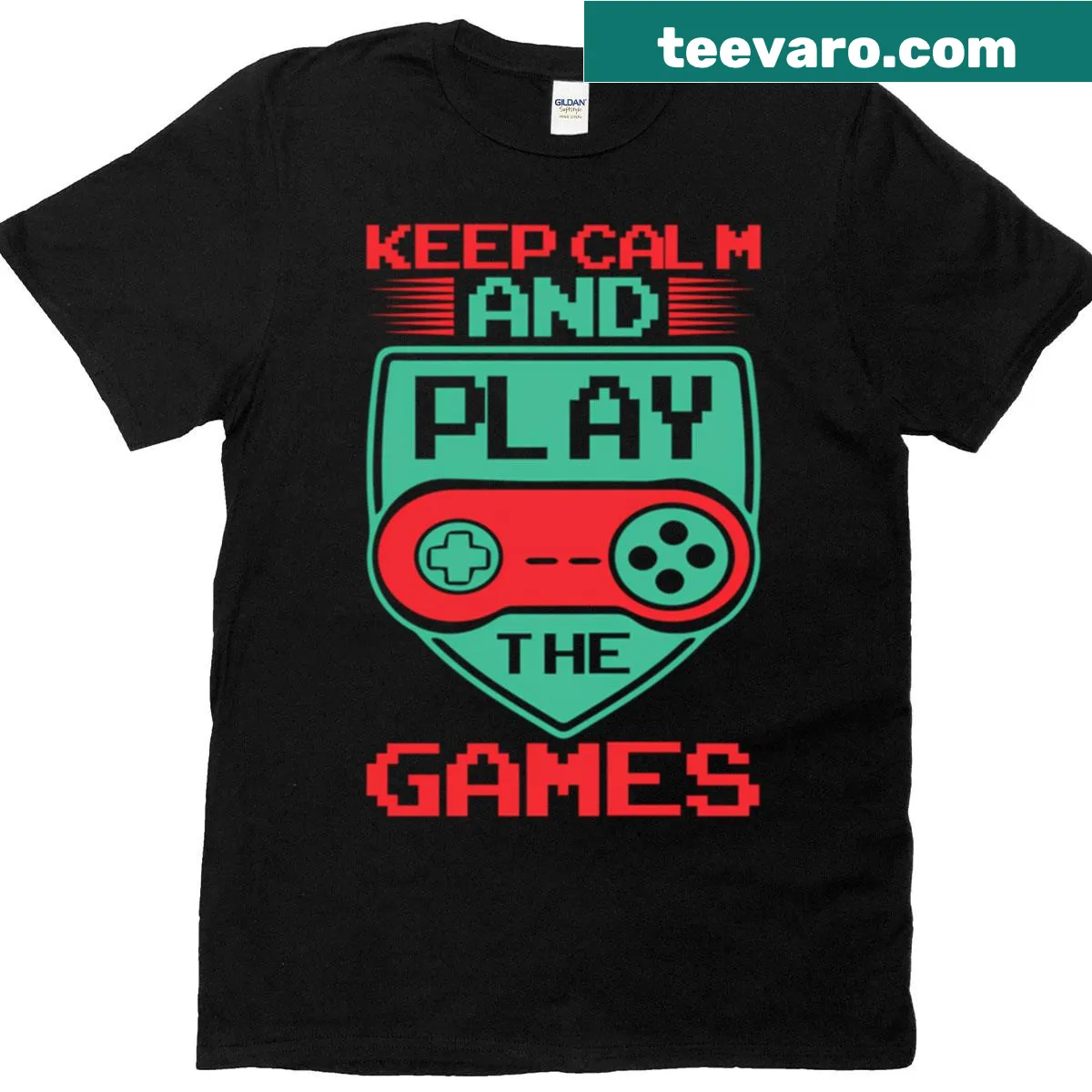 Keep Calm And Play The Games T-shirt with bold text — on a men's t-shirt