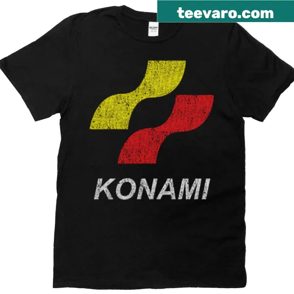 Distressed Konami logo T-shirt celebrating gaming heritage