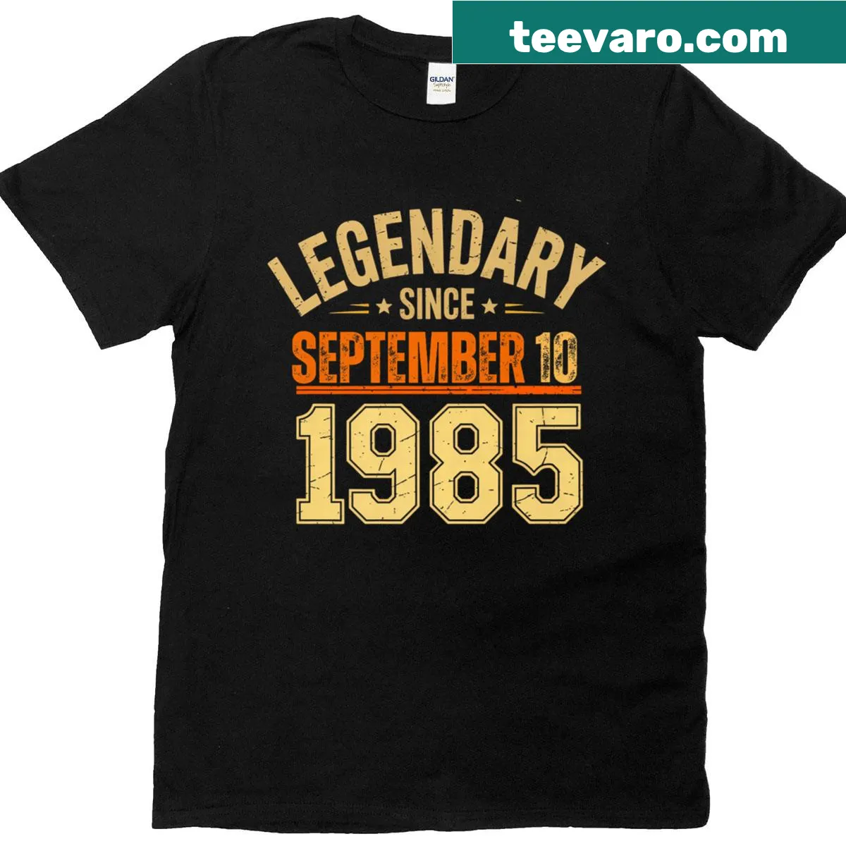 Retro birthday T-shirt celebrating September 10, 1985 — on a men's t-shirt
