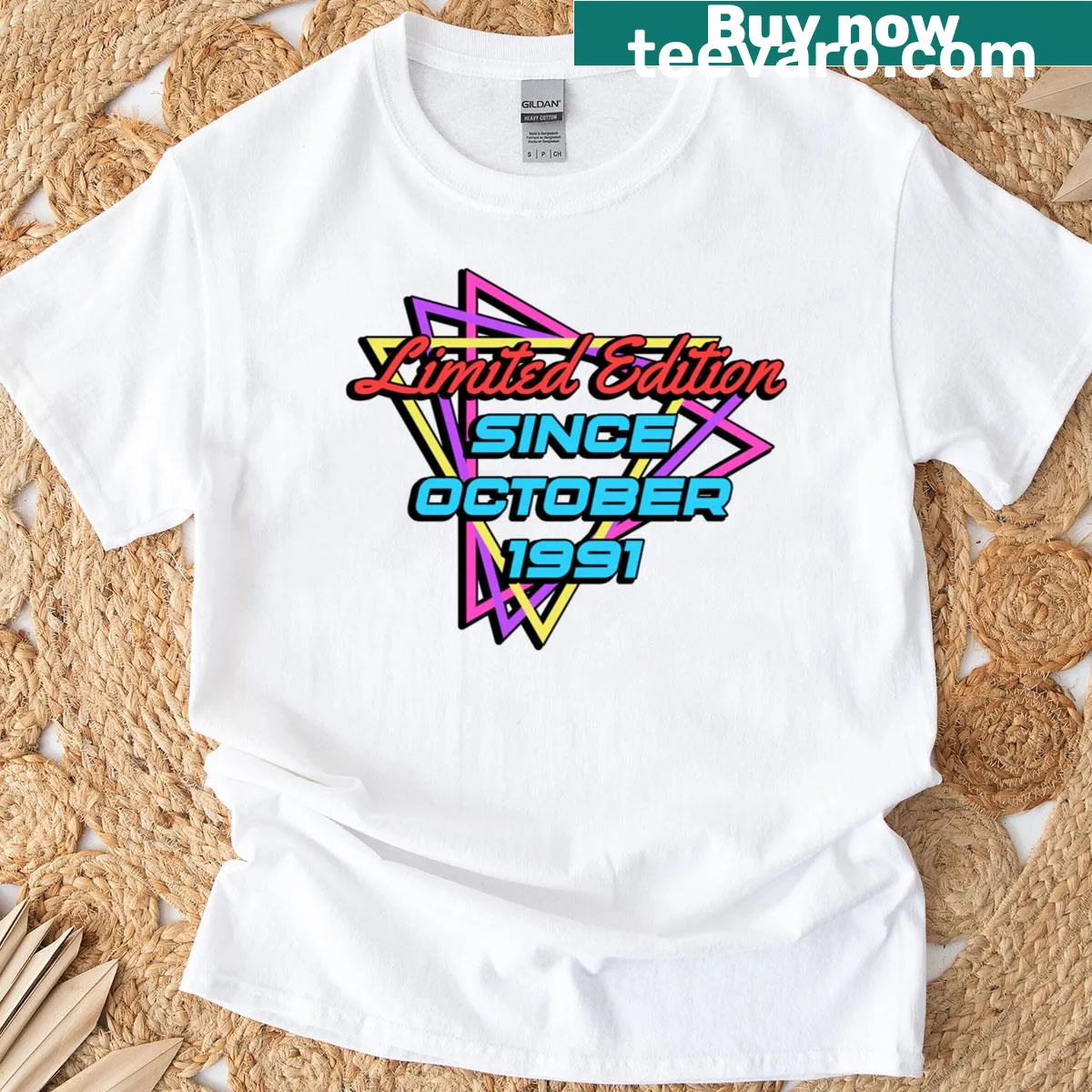 Vintage-style T-shirt celebrating October 1991 with a bold print. — on a men's t-shirt