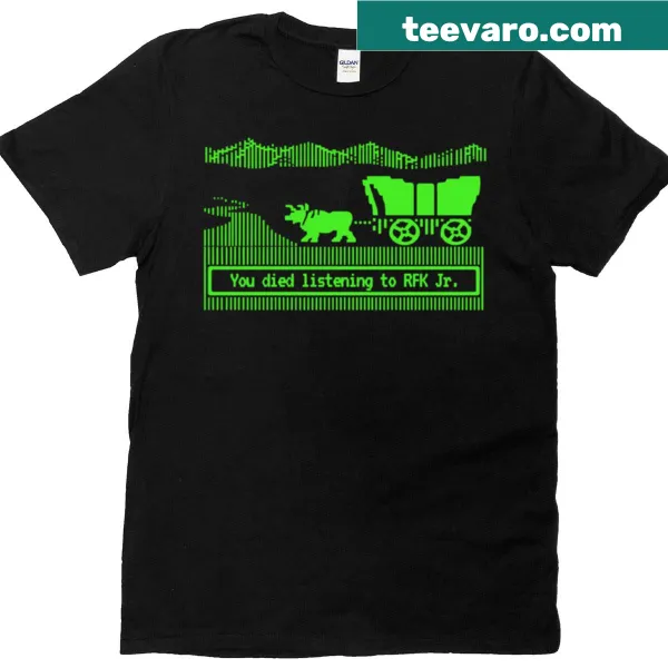 Funny parody political humor T-shirt featuring RFK Jr as Oregon Trail