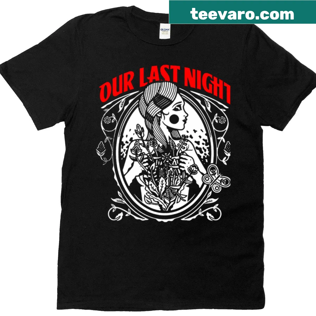 Vintage Logo Band Metal T-shirt design honoring 90s music — on a men's t-shirt