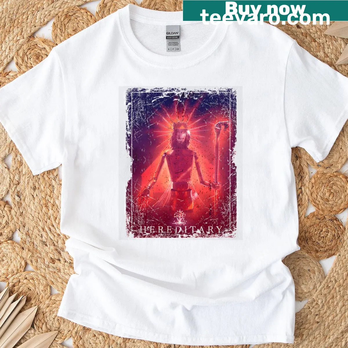 Vintage horror t-shirt featuring dark 90s Halloween movie logo — on a men's t-shirt
