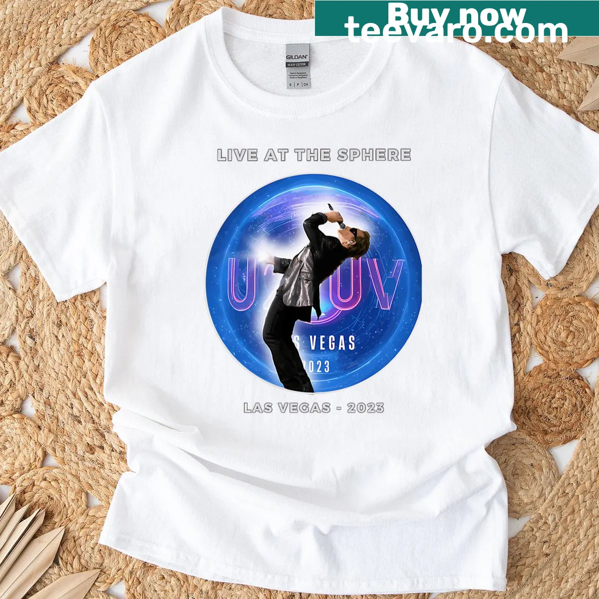 Vintage rock albums concert logo t-shirt — on a men's t-shirt