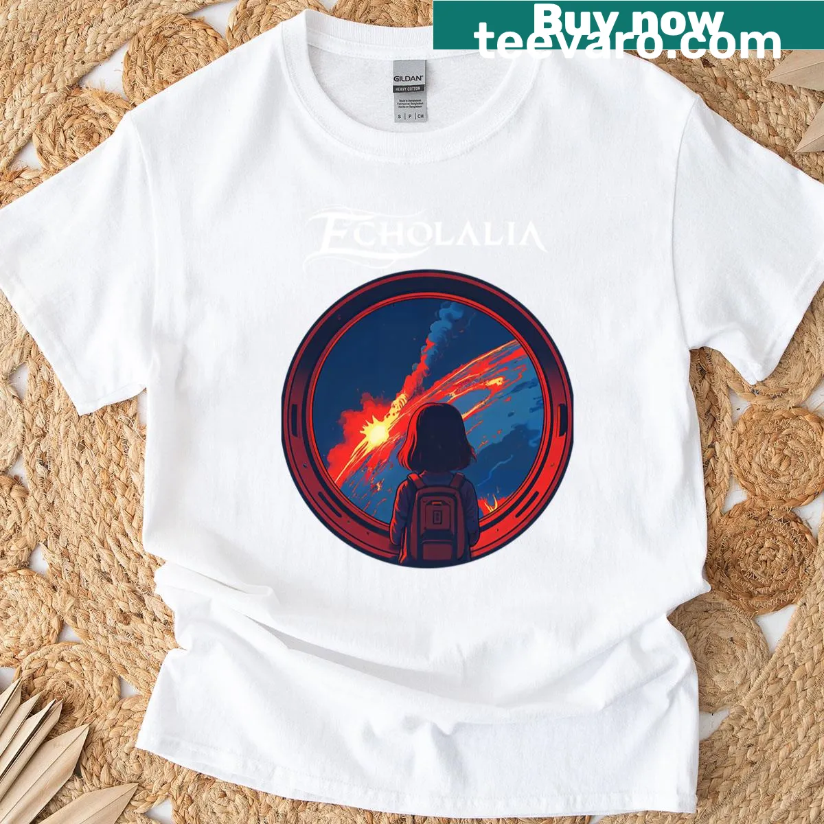 Hand-lettered Manifest Destiny T-shirt with logo — on a men's t-shirt