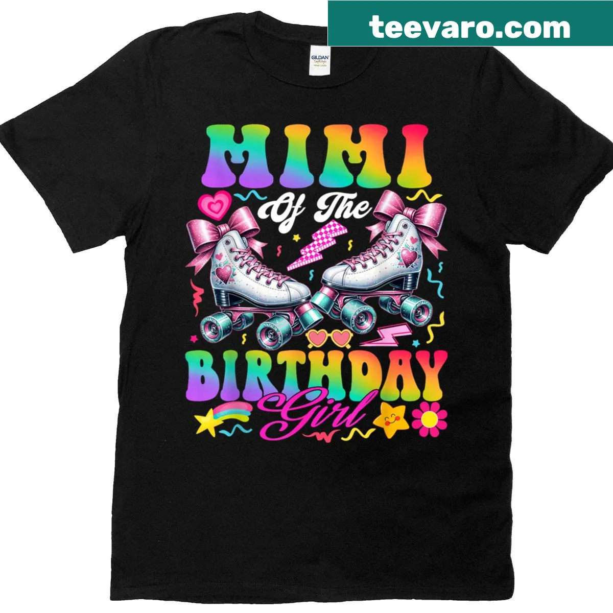 Rolling skate birthday family t-shirt with playful graphics — on a men's t-shirt