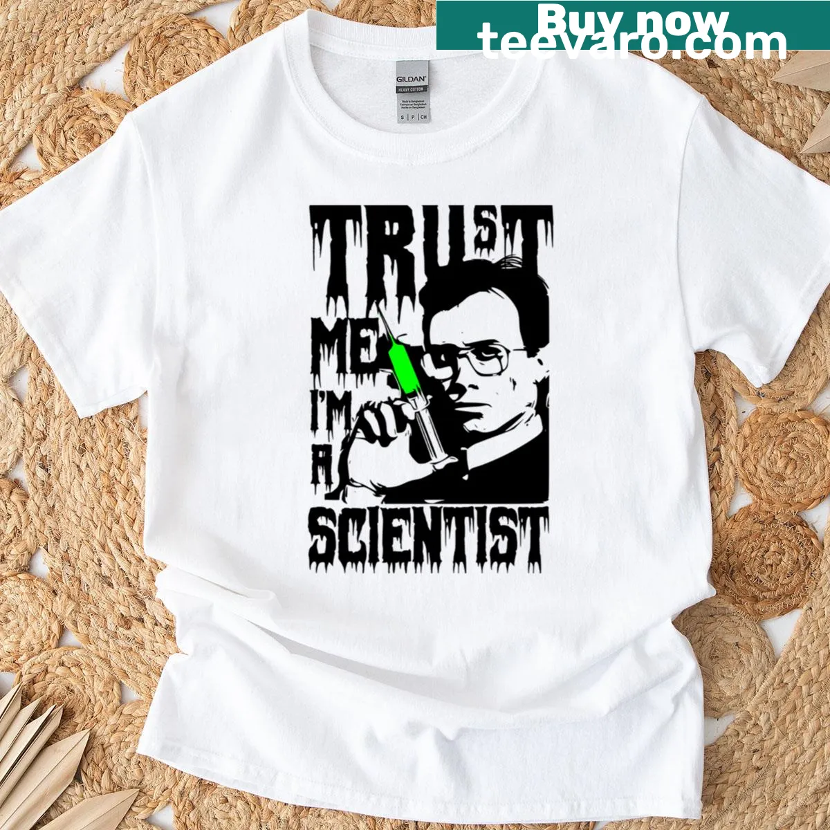 Vintage horror film T-shirt featuring spooky monsters and ghosts — on a men's t-shirt
