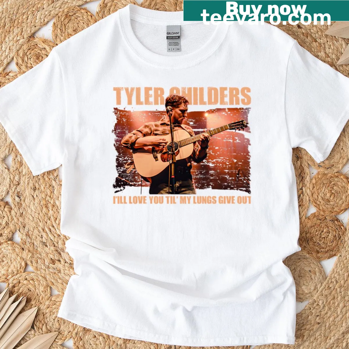 Artistic graphic of a country singer on tour on a T-shirt — on a men's t-shirt