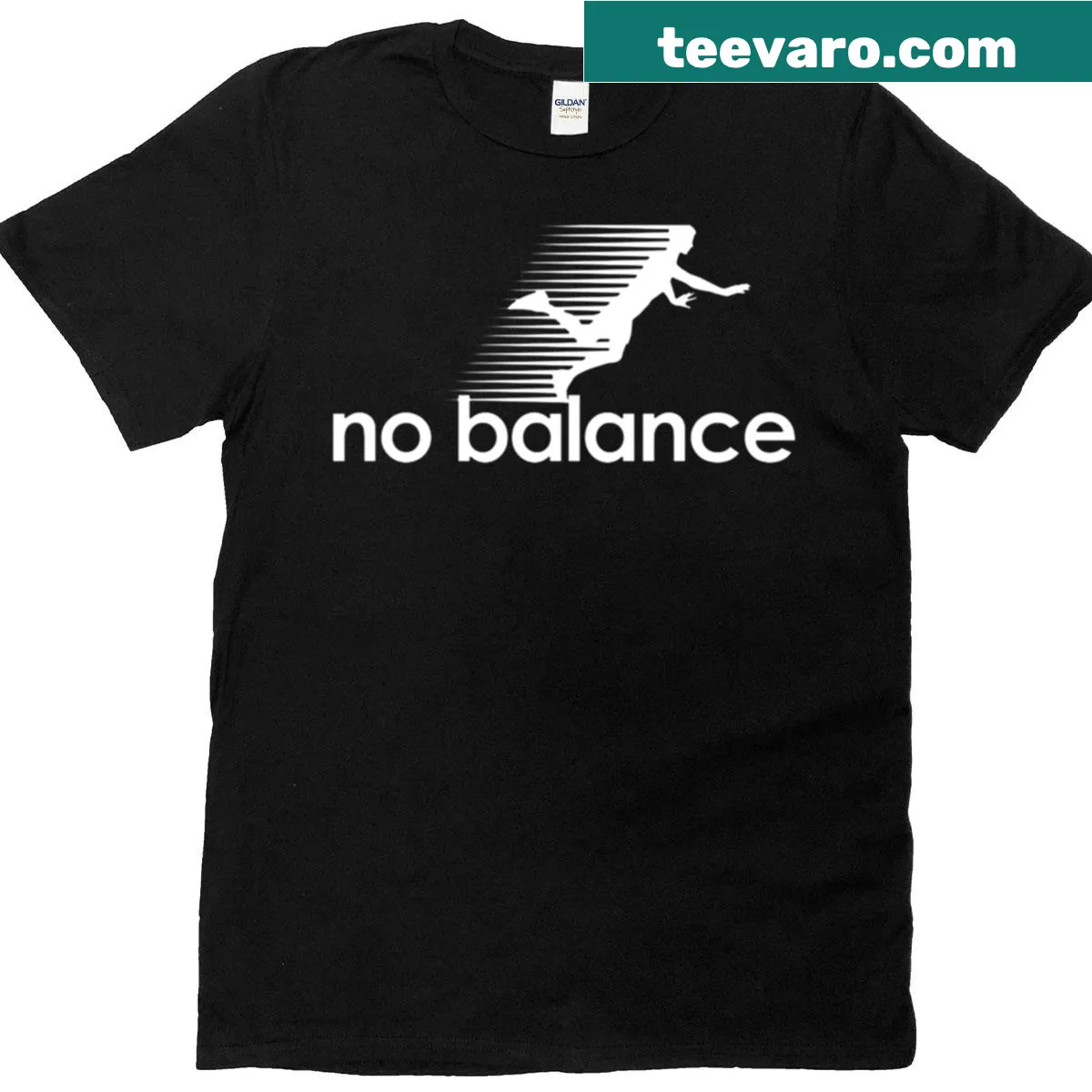 T-shirt displaying No Balance logo in abstract typography — on a men's t-shirt