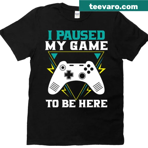 Cartoon-style T-shirt with 'Paused My Game' graphic