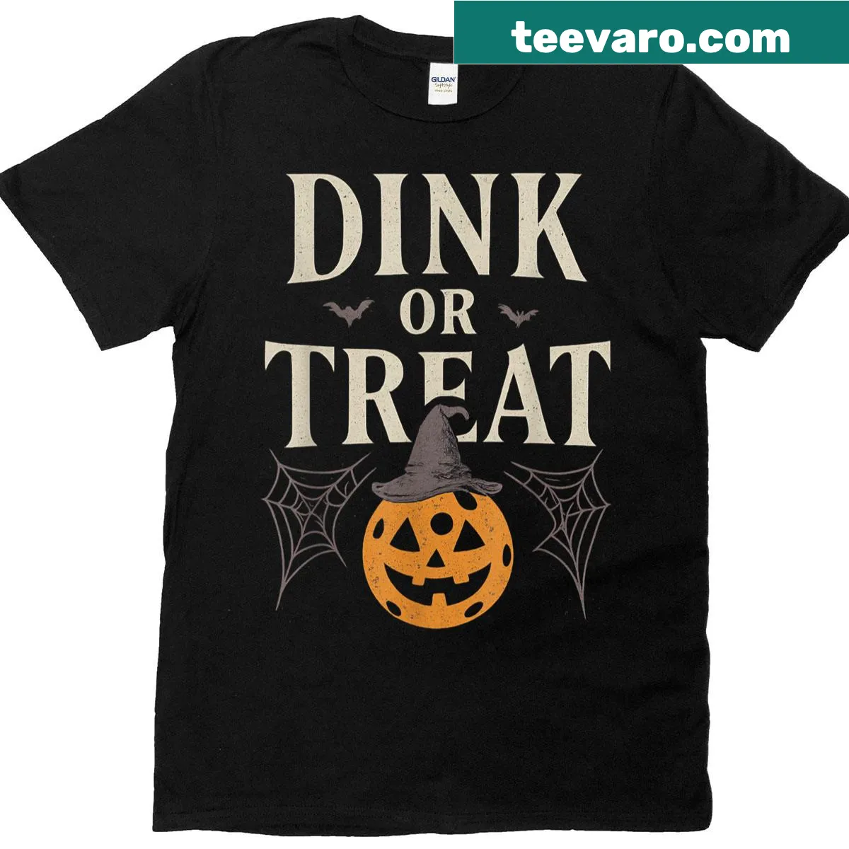 Pickleween T-shirt featuring a skeleton pickleball player — on a men's t-shirt