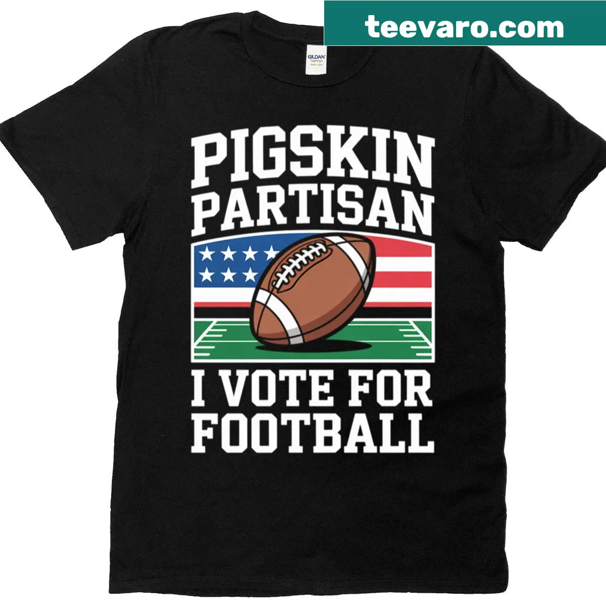 Funny sports tee with 'I Vote For Football' slogan. — on a men's t-shirt