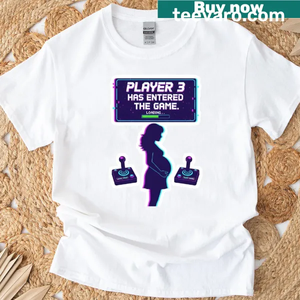 Typography T-shirt saying 'Player3 Has Entered The Game'