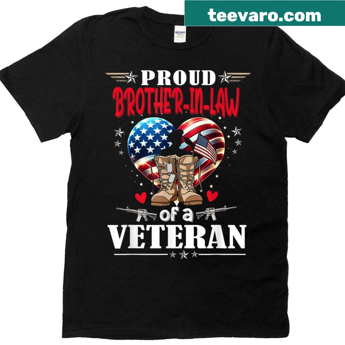 Distressed American flag graphic on a Proud Veteran Brother-in-law T-shirt — on a men's t-shirt
