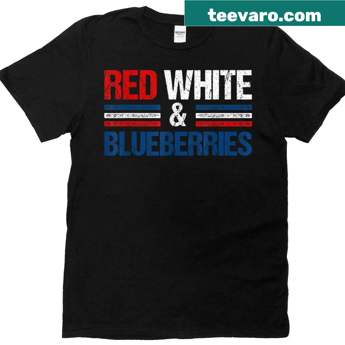 American flag design featuring blueberries on a T-shirt — on a men's t-shirt